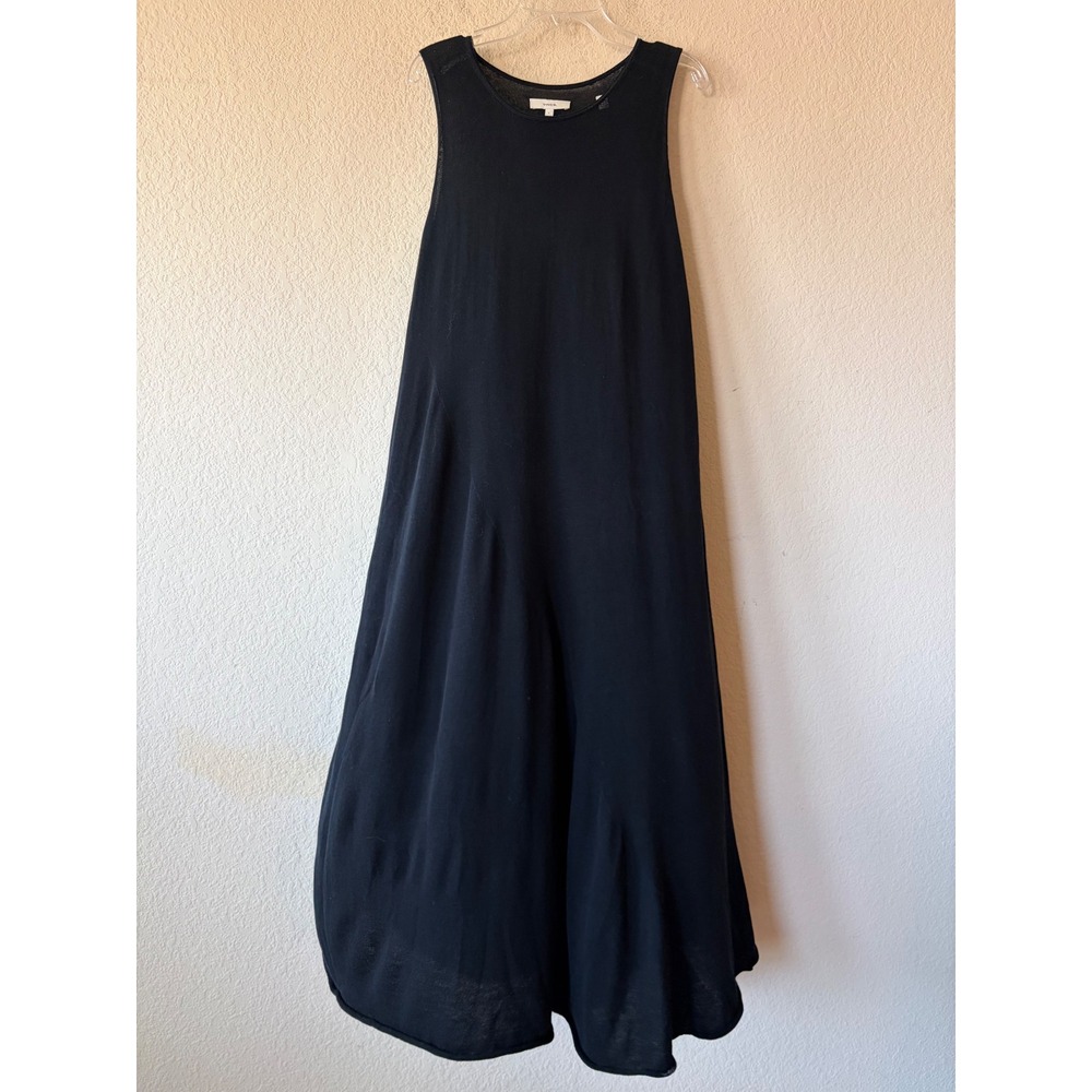 Vince Black 100% Cotton Knit Sleeveless Maxi Dress V754978800 L